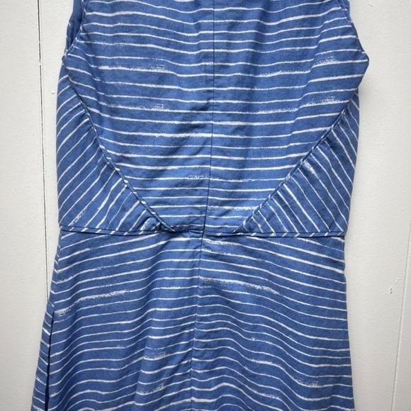 Gap Linen Cotton Blend Striped Blue Sleeveless Fit & Flare Women's Dress Size 2 - Picture 9 of 14